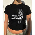 Earphone Cat Funny Printed Women's Summer Casual Slim Fit Cropped T-Shirt Fashion Versatile Y2k Spicy Girl Fashion Crop top. 