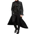 Men'S Windbreaker Spring Autumn Long-Slevee Extra Long Trench Coat Classic Trend Double Breasted Solid Color Temperament Trench.