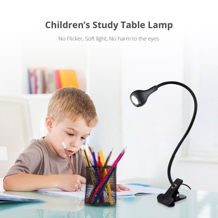 360° Flexible Clip on Desk Lamp USB Eye-Caring Reading Table Light Night Light Study Bedside Clamp Lamp for Books