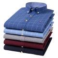 100% Cotton Oxford Men's Shirts Long Sleeves Plaid Soft Regular Fit Formal Dress Shirt Pocket Social Blouse Male Clothes S-7XL.