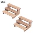 2Pcs Dollhouse Wooden Three Layer Storage Shelf Simulation Mini Garden Flower Stand Doll House Decoration Ornaments. 