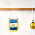 1pc Argentina ARG AR Window Hanging Flag 3x4 In Mini Flag Banner Car Rearview Mirror Decor Fringed Hanging Flag with Suction Cup.