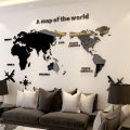 World Map Wall  3D Acrylic Wall Stickers Three-dimensional Mirror Stickers Bedroom Office Background Wall Decoration Stickers. 