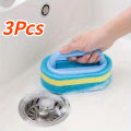Sponge Cleaning Brush With Handle Bathtub Tile Scrub Brush Kitchen Bathroom Cleaning Sponge Brush Household Cleaning Supplies.