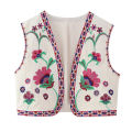 TRAF Women Summer Elegant Floral Embroidery Vest V Neck Cardigan Short Waistcoat Woman Casual Loose Tops Fashion Streetwear. 