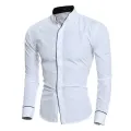 Men's Spring New Solid Color Simple Casual Korean Version Slim Fit Long Sleeve Shirt. 