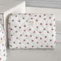 Wholesale Cherry Tote Women Makeup Bag Portable Cute Ladies Cosmetic Toiletry Storage Pouch Handbag Cotton Quilted Zipper Bag. 