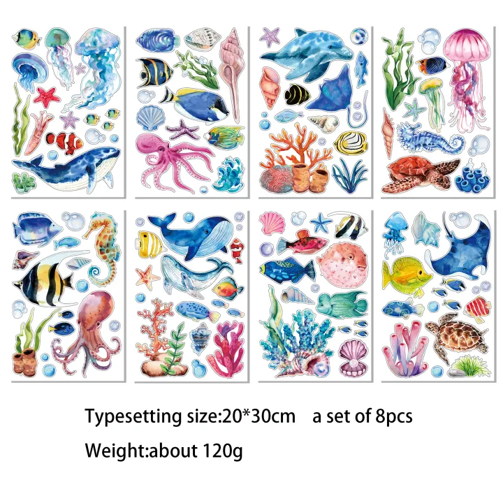 8%20Sheets%20Blue%20Shark%20Underwater%20Sea%20Fish%20Theme%20Window%20Static%20Sticker%20DIY%20Glass%20Clings%20Birthday%20Baby%20Shower%20Party%20Backdrops%20Decals%20-%20Image%206