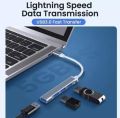 4 Port Type C USB Hub 4.1 USB C to 4 Ports USB A 4.1 Adapter Super High Speed Data Transfer and Charging, Type-C Mobile Devices (Grey).