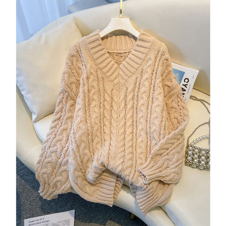 MEXZT%20Harajuku%20Sweater%20Women%20Fashion%20Oversized%20Pink%20V%20Neck%20Knitted%20Pullovers%20Korean%20Long%20Sleeve%20Knitwear%20Winter%20Casual%20Jumpers%20-%20Image%204