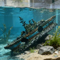 Aquarium Decoration Shipwreck Landscape with Textured Rock Design - Fish Habitat, Solid Structure Suitable for Aquatic Pets.