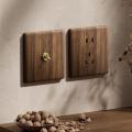 Wood Retro British Light Switch Socket Bedside Wall Lamp Switch LED Dimmer Pure Brass Toggle Switch Board. 