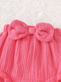 Baby Girl Bow-Knot Suspender Top with Ruffles + Bow-Knot Shorts Set, Cute and Breathable Two-Piece Summer Set. 