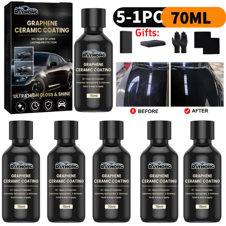 5-1PCS 70ML Nano Ceramic Graphene Coating Super Hydrophobic UV Glow ...