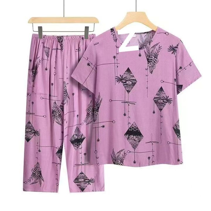 Casual%20Ice%20Silk%20Suit%20Loose%20Large%20Size%20Suit%20Short-sleeved%20Top%20Loose%20Two-piece%20Suit%20Plus%20Size%20Summer%20Outfits%20Pijamas%20Feminino%20-%20Image%207
