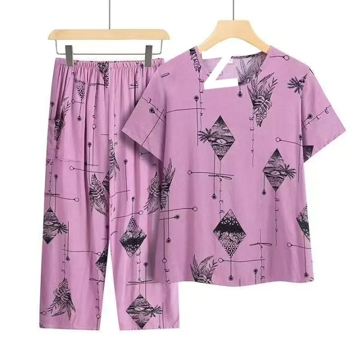 Casual%20Ice%20Silk%20Suit%20Loose%20Large%20Size%20Suit%20Short-sleeved%20Top%20Loose%20Two-piece%20Suit%20Plus%20Size%20Summer%20Outfits%20Pijamas%20Feminino%20-%20Image%207