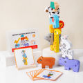 Wooden Animal Stacking Block Game Shape Matching Puzzle Balance Toy Montessori Fine Motor Training Educational Toys For Children.