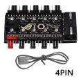 SATA/4PIN 1 to 10 Fan HUB PWM Controller Adapter PC CPU Cooler Fan HUB PWM Splitter Cooling Fan Hub. 