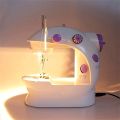 Mini Electric Sewing Machine | Portable Dual Speed Sewing Machine with Foot Pedal | Household Mini Stitching Machine | AC Adapter & Battery Operated | LED Light | White. 