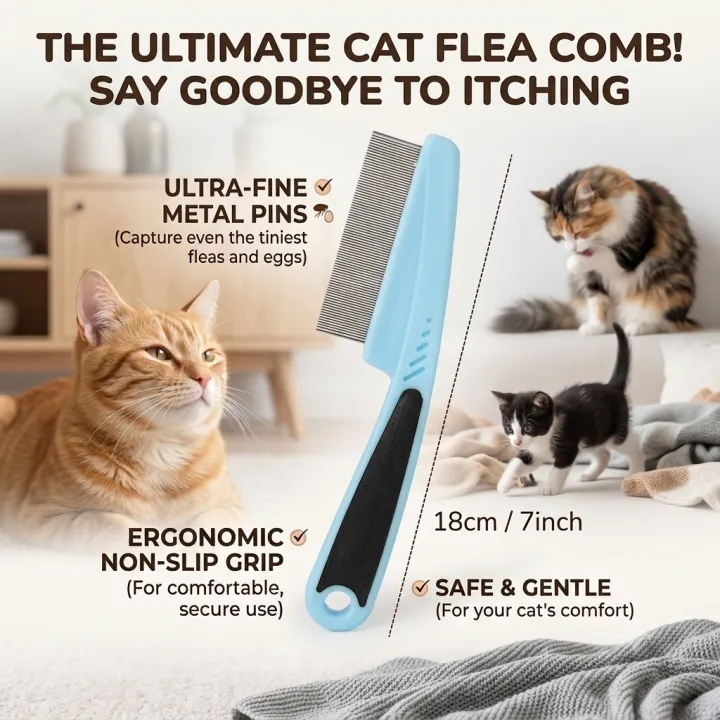 Hair Flea Lice Removal Brush StainlessSteel Comb Deworming Opening Knots Dog Cat Grooming Comb