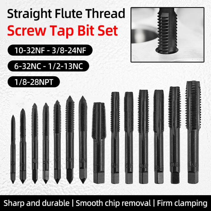 Threading Bit Set Screw Tap Drill Bit Set Thread Tap Straight Flute Taps Inch SAE Tap ...