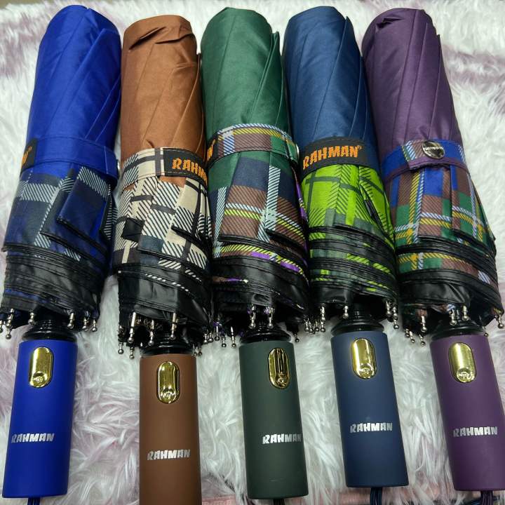 Rahman Umbrella 10k Check Print- Solid Color
