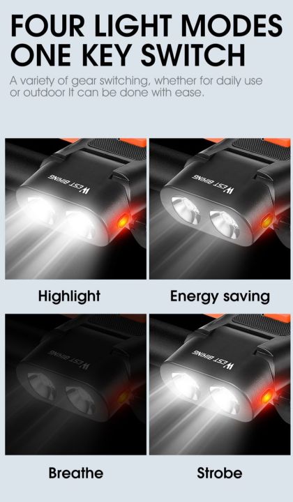 WEST%20BIKING%205%20in%201%20LED%20Headlight%20Combo%0ABicycle%20Front%20Light%20Bicycle%20Light%20Set%20MTB%20Bike%0ALED%20Front%20Headlight%20with%20Horn%20Power%20Bank%20-%20Image%207