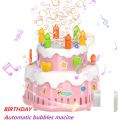 Birthday Cake Bubble Machine for Kids Automatic Bubble Blower 10000+ Bubbles Per Minute/Lights/Music Summer Bubble Maker Toys.