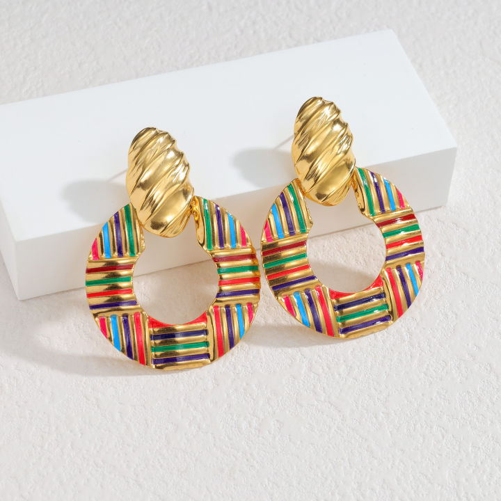 Kissmoon%20Trendy%20Woven%20Striped%20Texture%20Hoop%20Colorful%20Enamel%20Twisted%20Stainless%20Steel%20Earrings%20for%20Women%20Party%20Daily%20Jewelry%20s%20-%20Image%203