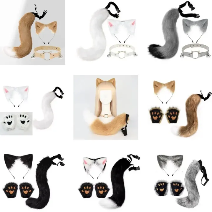 Fox Tail Fox Ears Set Plus Cute Paw Gloves Cosplay Animation Exhibition ...