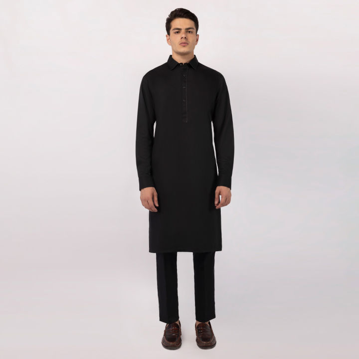 Junaid Jamshed Sticthed BLACK CASUAL KAMEEZ SHALWAR For Men And Boys -Collection:2026- Designcode: JJKS-A-33800/S26/JJ10455-CL