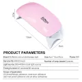 6W Mini Nail Dryer Machine Portable 6 LED UV Manicure Lamp Home Use Nail Lamp For Drying Polish Varnish With USB Cable. 