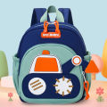 Cartoon Digger Truck Backpack for Boys Nursery School Dual Shoulder Bag 3-7 Years Old School Bag Children's Soft Nylon Bag.