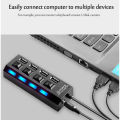 USB 2.0 Hub USB Hub 2.0 Multi USB Splitter Hub Use Power Adapter 4/7 Port Multiple Expander USB 3.0 Hub with Switch 30CM Cable. 