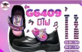 Student shoes black leather Velcro unicorn/pony unicorn/Pony by Gerry gang-no light. 