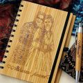 Laser Cut Wooden Notebook Cover With Lotus Flower. 