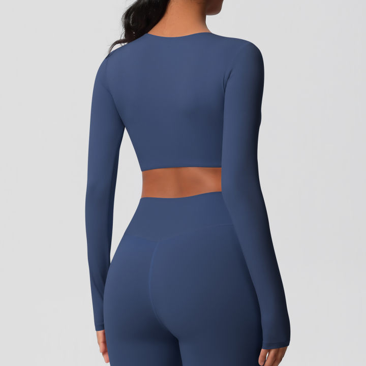 Yoga%20Shirts%20For%20Women%20Long%20Sleeve%20With%20Padded%20Fitness%20Running%20Gym%20Clothes%20Workout%20Dry%20Fit%20Breathable%20High%20Elastic%20Sports%20Top%20-%20Image%204