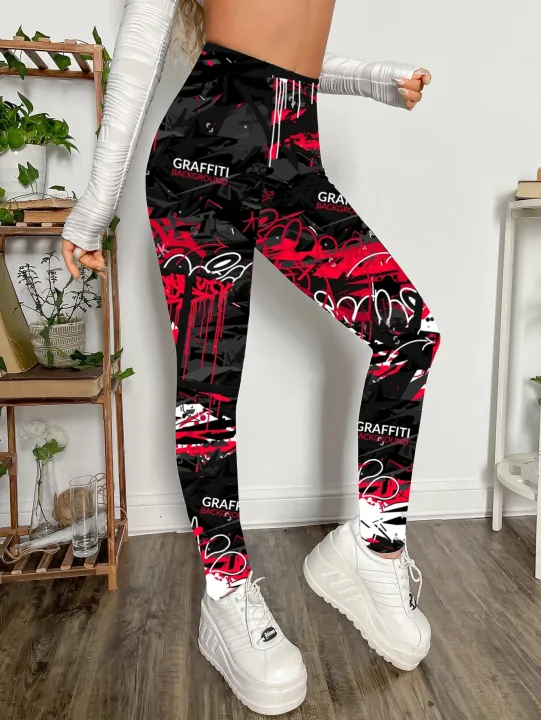 Fashion%20Trend%20Personality%20Graffiti%20Printed%20Leggings%20Women's%20High%20Stretch%20Leggings%20Letter%20Printed%20Slim-fit%20Nine-point%20Pants%20-%20Image%205