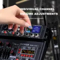 BOMGE 04E karaoke Audio mixer 4 Channel Sound Mixer With Dual UHF Wireless Mic DJ Mixing for Party Computer Studio Recording. 
