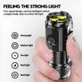 Portable Mini LED Flashlight Powerful 3*Wick Small Pocket Torch USB Rechargeable Strong Light Lantern Super Bright Cap Clip Lamp.
