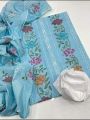 Paper cotton Fabric Tarkashi work heavy embroidered Unstitched 3 piece dress for women. 