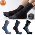 1/3 Pairs Thick Five Finger Socks Sports Man Boy Striped Compression Terry Damping Towel Bottom Cycling Outdoor Toe Socks Short. 
