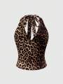 European and American Spring, Summer and Autumn Hot-Selling Leopard Print Casual Large Size Neck Vest. 