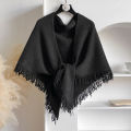 2025 Autumn and Winter New Women's Neck Wrap Wool Blended Tassel Triangular Shawl Female Thickened With Knitted Warm Shoulder. 