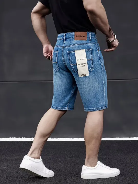 Wthinlee%20New%20Business%20Men's%20Jeans%20Casual%20Straight%20Stretch%20Fashion%20Classic%20Blue%20Black%20Men's%20Summer%20Denim%20Shorts%20Knee-Length%20-%20Image%203