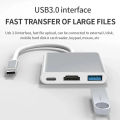 3-in-1 USB C Hub with 100W Power Delivery USB 3.0 4K HDMI-compatible for MacBook Surface Chrome Steam Deck Stable Smart Adapter. 