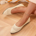 Women Lightweight Solid Knitted Shoes Women Pointed Toe Flats Breathable Mesh Casual Ballet Sneakers Slip on Ladies Loafers. 