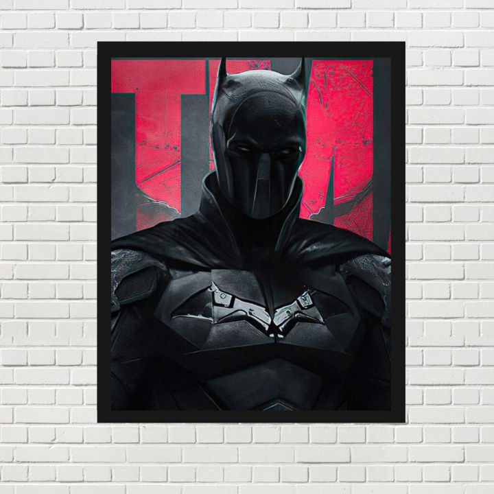 Batman Wall Frame for Room Decor 10 x 8 Inches Wooden Board with Photo Paper Stickable Wall Art for Bedroom Living Room or Gift