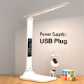Folding Table Lamp USB Reading Touch Dimmable Eye Protection With Alarm Clock Thermometer LED Desk Lamp USB Charge Night Light.