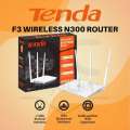 Tenda F3 wifi router has 300 mbps wireless speed, 3x 5dBi external antenna, WPS / reset button, support WPA / WPA2 / WPA-PSK/WPA2-PSK security mechanism to enhance security level, 2.4GHz frequency, DHCP server support, DC 9V 600mA. 